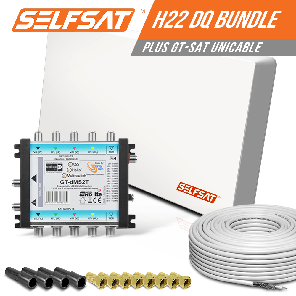 Selfsat H22DQ 32 TV Teilnehmer SAT Flachantenne FLAT + Unicable ...